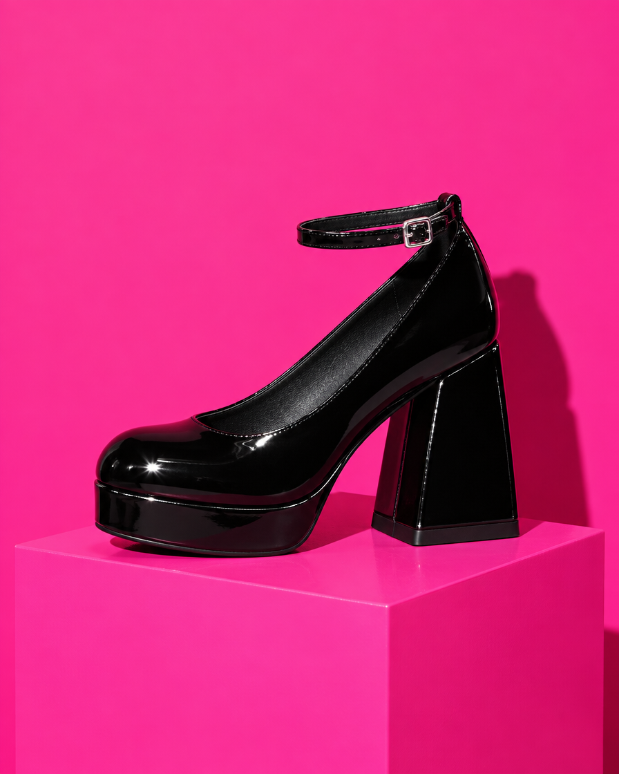 The Mary Jane Platform in black